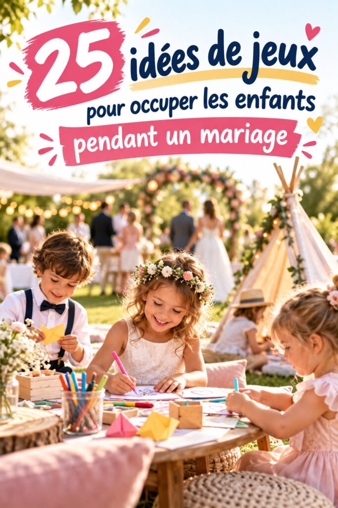 Enfants jouant à des jeux pendant un mariage en plein air