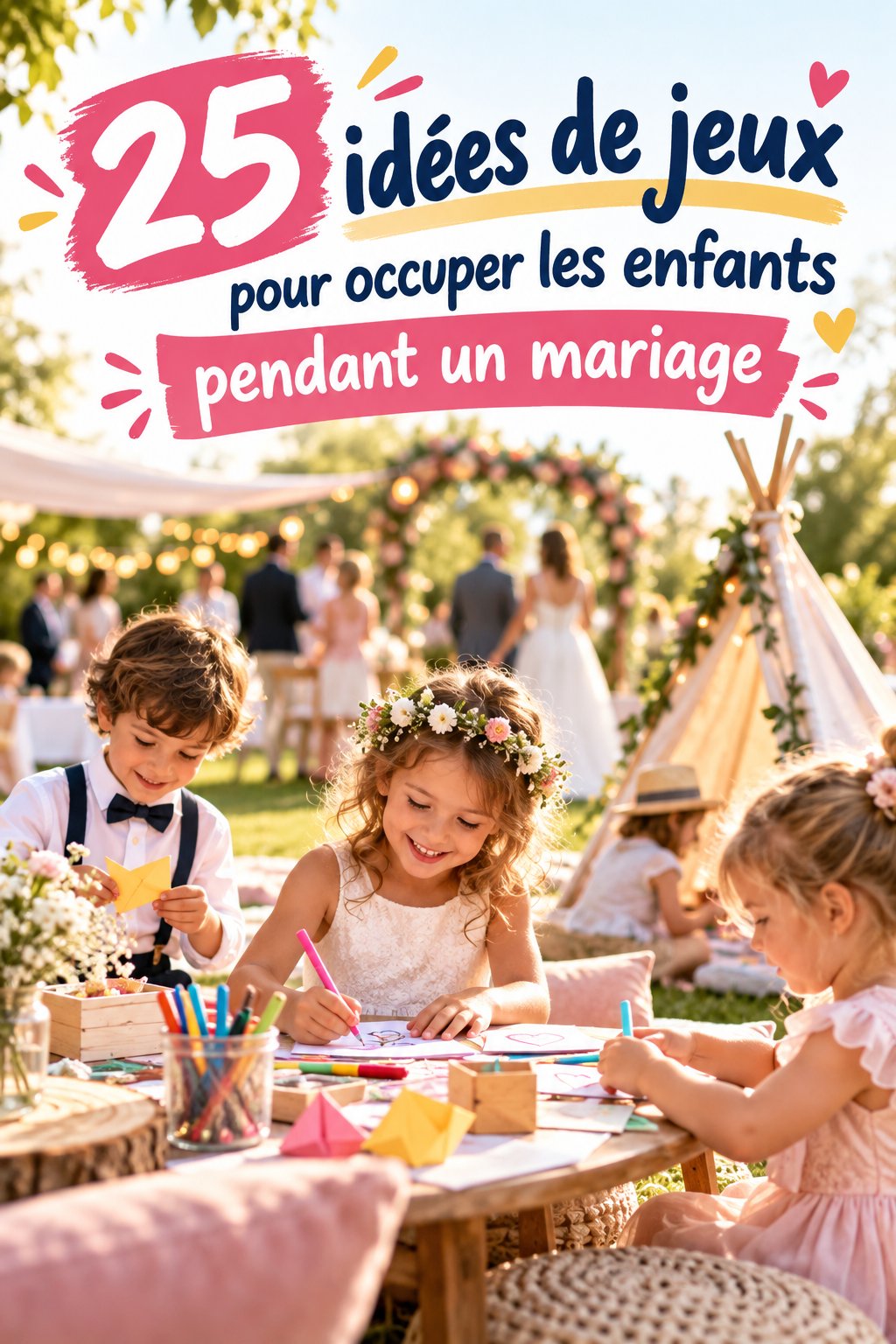 Enfants jouant à des jeux pendant un mariage en plein air