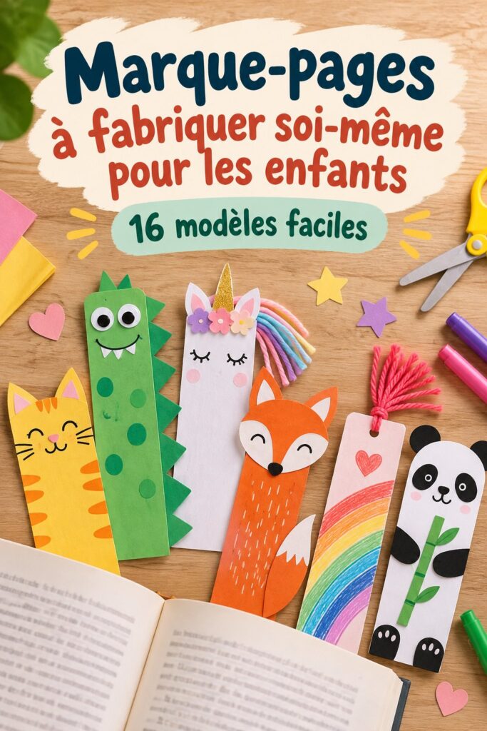 Marque-pages colorés faits maison sur une table
