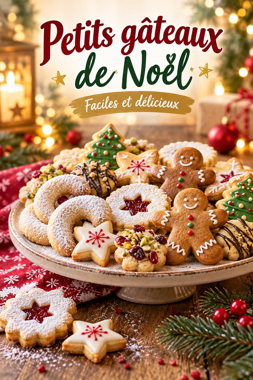 Assortiment de petits gâteaux de Noël sur une table festive
