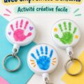 Porte-clés rétractables montrant les empreintes d'enfants, une idée créative et touchante