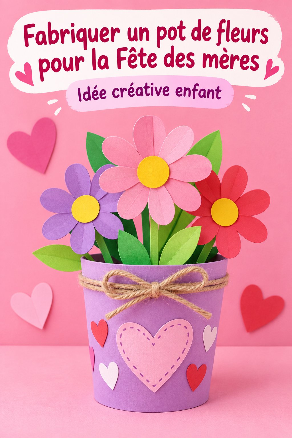 Joli pot à fleurs décoré pour la fête des mères, prêt à offrir